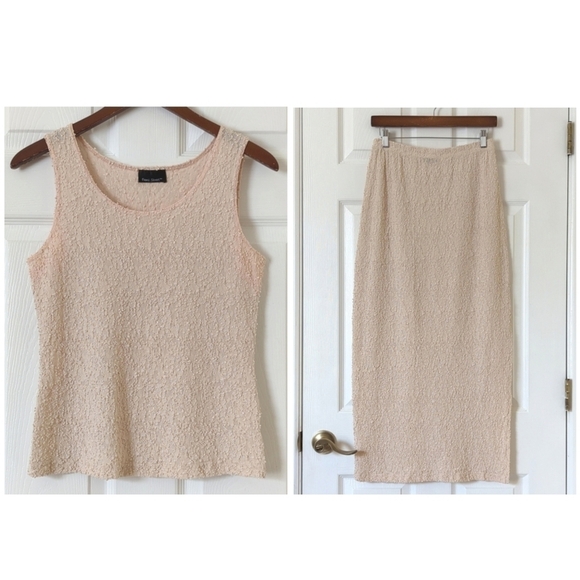 Front Street 90's Vintage Textured Tank Top & Maxi Skirt Matching Set Cream S - Picture 1 of 16
